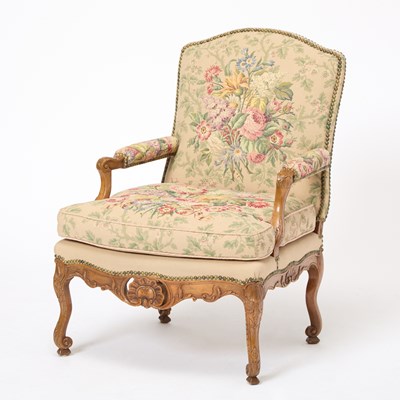 Lot 85 - Régence Upholstered Walnut Fauteuil