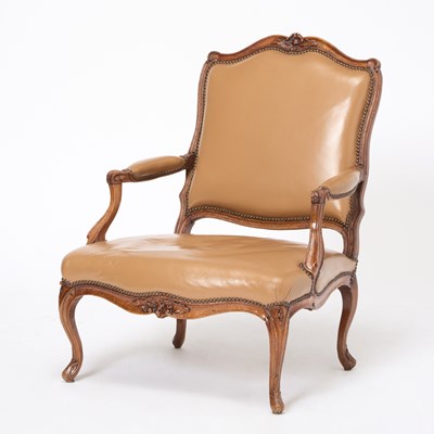 Lot 92 - Louis XV Upholstered Walnut Fauteuil