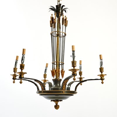 Lot 96 - Empire Style Painted Tole Six-Light Chandelier