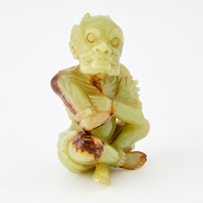 Lot 423 - A Chinese Yellow Jade of a Seated Guardian