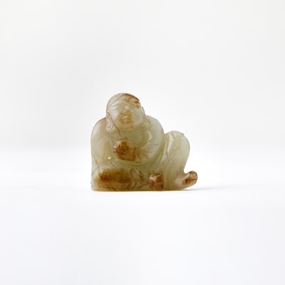 Lot 440 - A Chinese Celadon Jade Carving of Liu Hai