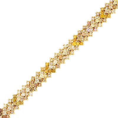 Lot 1032 - Gold and Multicolored Diamond Bracelet