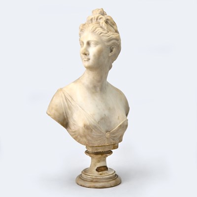 Lot 641 - White Marble Bust of a Lady, After Jean-Antoine Houdon (French, 1741-1828)