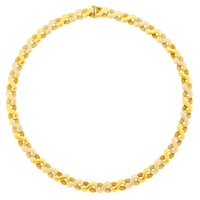 Lot 1037 - Two-Color Gold Link Necklace