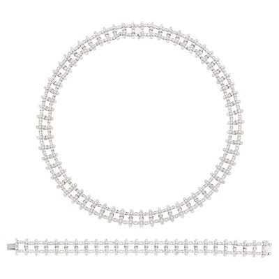 Lot 155 - White Gold and Diamond Necklace and Bracelet