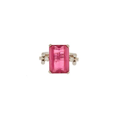 Lot 1061 - White Gold, Pink Tourmaline and Diamond Ring