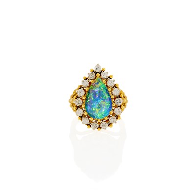 Lot 1038 - Gold, Opal and Diamond Ring