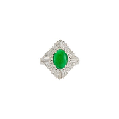 Lot 1097 - Platinum, Jade and Diamond Ballerina Ring