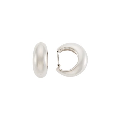 Lot 1050 - Pair of White Gold Hoop Earclips