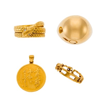 Lot 1236 - Group of Gold and Diamond Jewelry