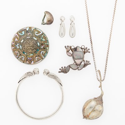 Lot 1249 - Group of Silver, White Gold and Mother-of-Pearl Jewelry