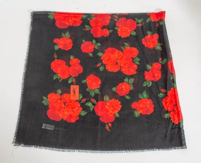 Lot 291 - Yves Saint Laurent Rose Pattern Scarf
