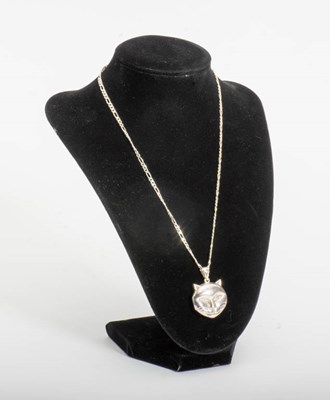 Lot 297 - Sterling Silver Cat Locket with Chain