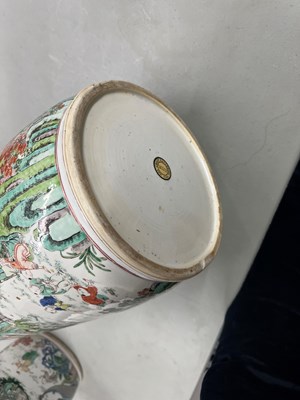 Lot 125 - A Magnificent Pair of Chinese Famille Verte Porcelain Rouleau Vases