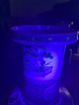 Lot 125 - A Magnificent Pair of Chinese Famille Verte Porcelain Rouleau Vases