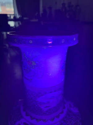 Lot 125 - A Magnificent Pair of Chinese Famille Verte Porcelain Rouleau Vases