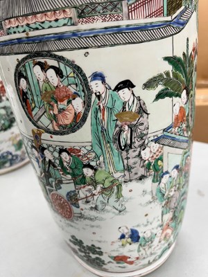 Lot 125 - A Magnificent Pair of Chinese Famille Verte Porcelain Rouleau Vases