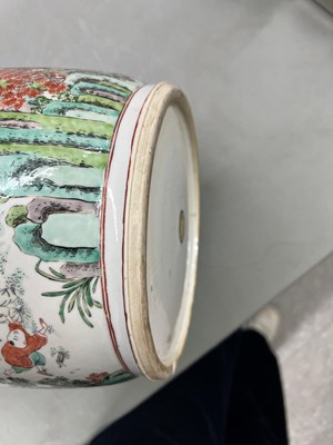 Lot 125 - A Magnificent Pair of Chinese Famille Verte Porcelain Rouleau Vases