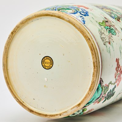 Lot 125 - A Magnificent Pair of Chinese Famille Verte Porcelain Rouleau Vases