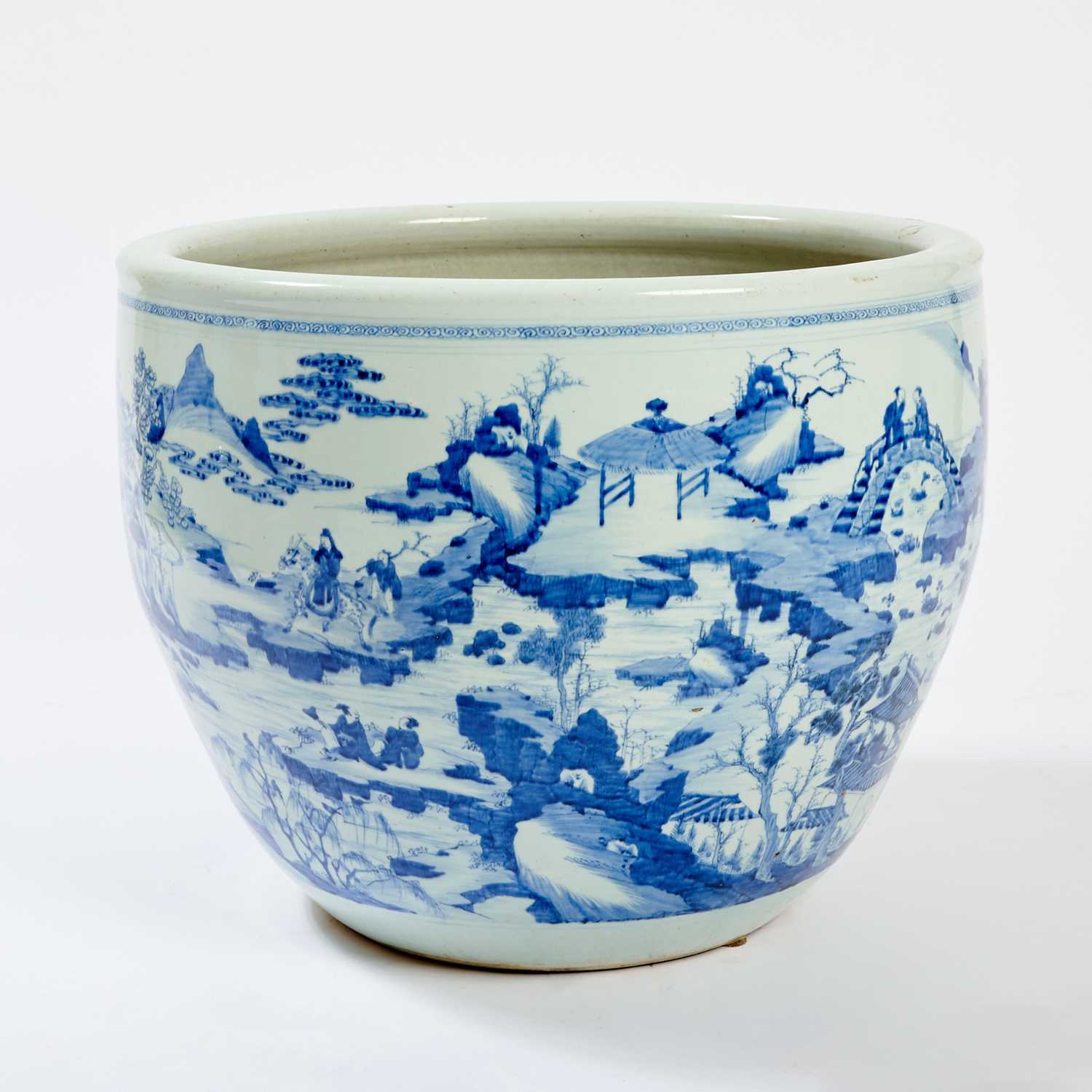 Lot 170 - A Chinese Blue and White Porcelain 'Landscape' Jardiniere