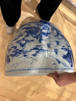 Lot 170 - A Chinese Blue and White Porcelain 'Landscape' Jardiniere