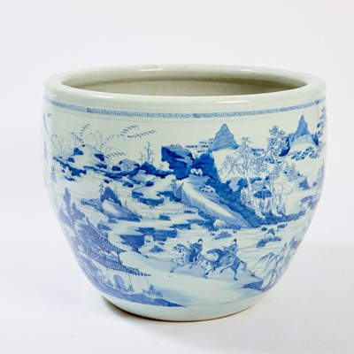Lot 170 - A Chinese Blue and White Porcelain 'Landscape' Jardiniere
