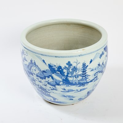 Lot 170 - A Chinese Blue and White Porcelain 'Landscape' Jardiniere
