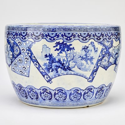 Lot 536 - Japanese Blue and White Porcelain Jardiniere