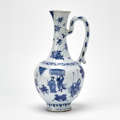 Lot 96 - A Chinese Blue and White Vasiform Porcelain Pitcher