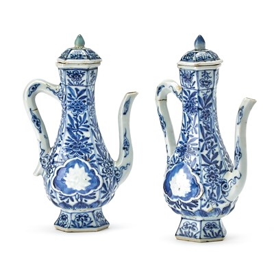 Lot 135 - A Pair of Chinese Blue and White Porcelain Ewers