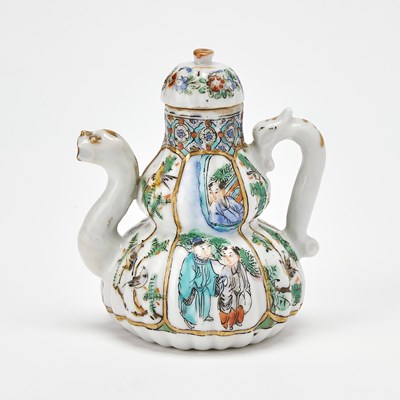 Lot 142 - A Chinese Enameled and Gilt-Decorated Porcelain Miniature Teapot