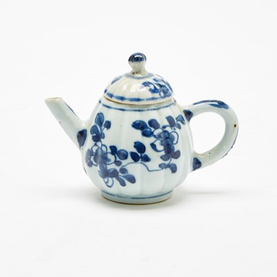 Lot 148 - A Chinese Blue and White Porcelain Lobed Miniature Teapot