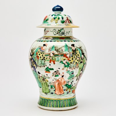 Lot 141 - A Chinese Famille Verte Porcelain Baluster Jar and Associated Cover