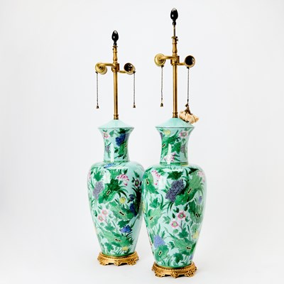 Lot 523 - Pair of Chinese Enameled Porcelain Vases