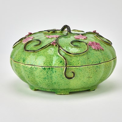 Lot 526 - Chinese Enameled Porcelain Melon-Form Sweetmeat Box