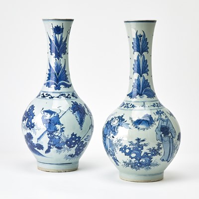 Lot 98 - A Pair of Chinese Blue and White Porcelain Vases