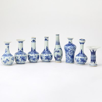 Lot 100 - A Group of Eight Chinese Blue and White Porcelain Miniature Vases