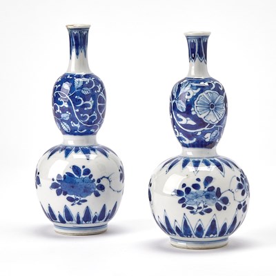 Lot 116 - A Pair of Chinese Blue and White Porcelain Double Gourd Vases
