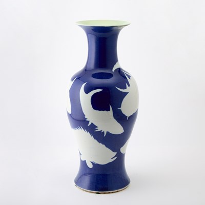 Lot 171 - A Chinese Blue Ground Porcelain 'Fishes' Vase