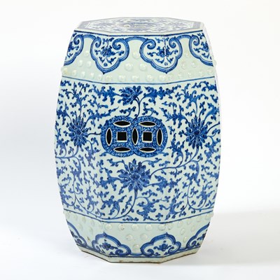 Lot 528 - Chinese Blue and White Porcelain Octagonal Garden Seat