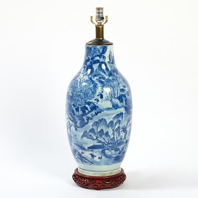 Lot 529 - Chinese Blue and White Porcelain Vase Mounted as a Lamp
