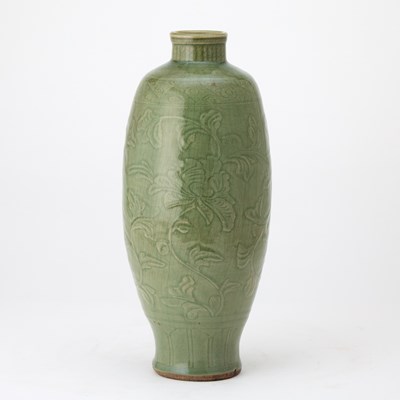 Lot 88 - A Chinese Carved Longquan Celadon Vase