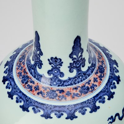 Lot 169 - A Chinese Blue and White and Copper Red Porcelain Vase