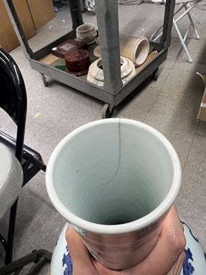 Lot 169 - A Chinese Blue and White and Copper Red Porcelain Vase