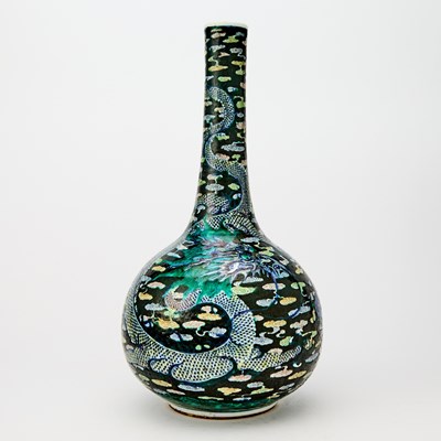 Lot 155 - A Chinese Famille Noir Porcelain Bottle Vase