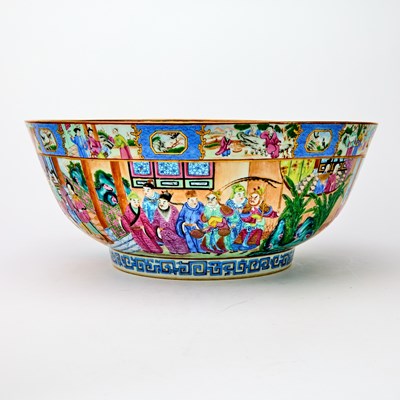 Lot 176 - A Chinese Export Rose Mandarin Porcelain Punchbowl