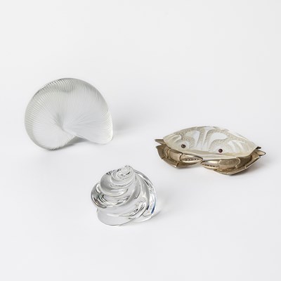 Lot 305 - Three Glass Sea Themed Table Articles