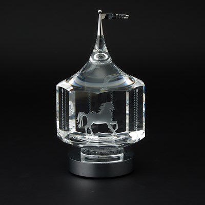 Lot 354 - Steuben Glass and Silvered Metal Spinning Carousel