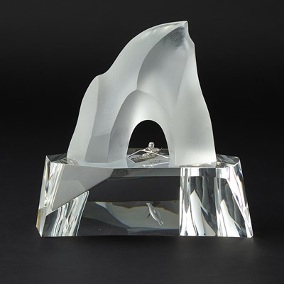 Lot 359 - Steuben Sterling Silver-Mounted Glass Sculpture Titled Ice Hunter