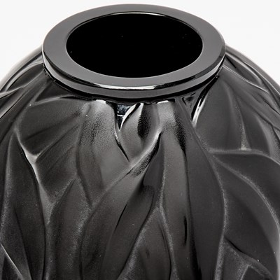Lot 536 - Lalique Molded and Enameled Glass "Tanzania" Vase